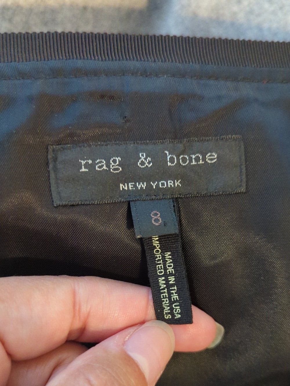 RAG & BONE gray a-line wool skirt with black trim - size 8 - Picture 2 of 10